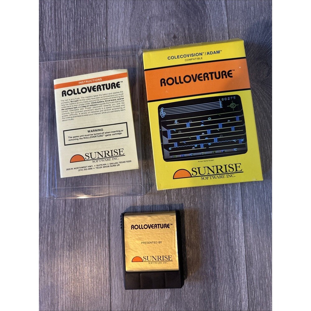 Rolloverture (ColecoVision/ADAM) – Sunrise Software - Original Box & Game Cart